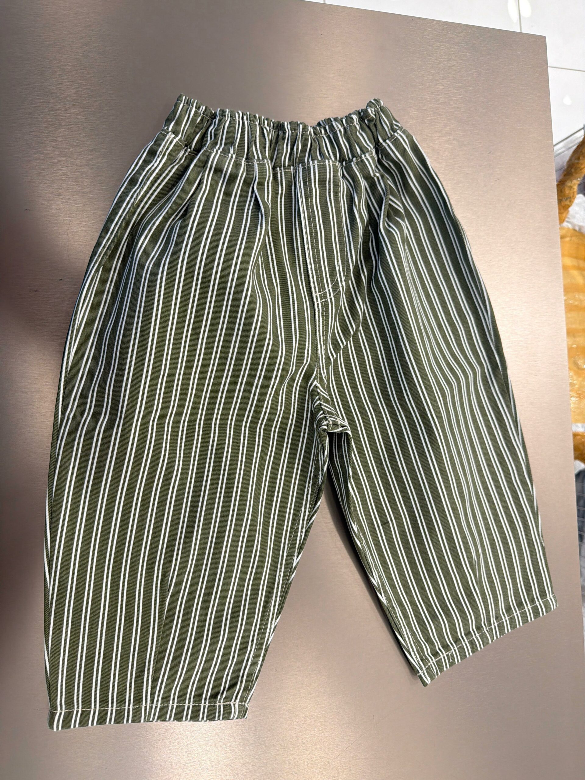 La’ciel Paris Çizgili Beli Lastikli Kot Pantolon (Haki) - Görsel 3