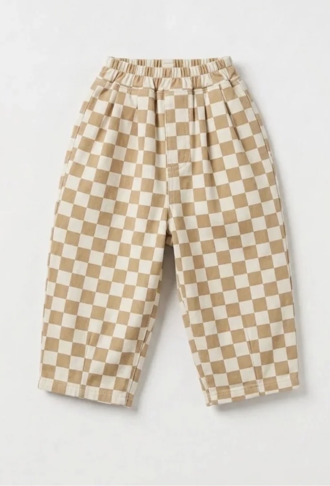 Damalı Rubby Keten Pantolon (Bej)