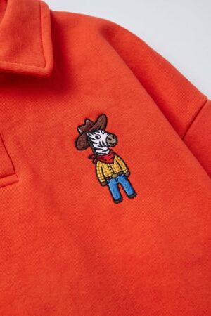 Alternative view of Polo Yakalı Swaetshirt (Turuncu)