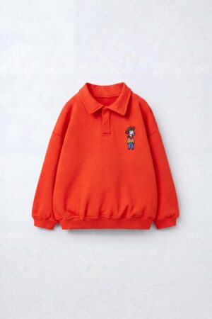 Polo Yakalı Swaetshirt (Turuncu)