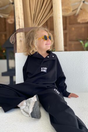 Stay Kind Çıtçıtlı Polo Yaka Modal Takım (Siyah)
