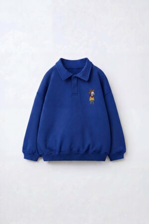 Polo Yakalı Swaetshirt (Saks)