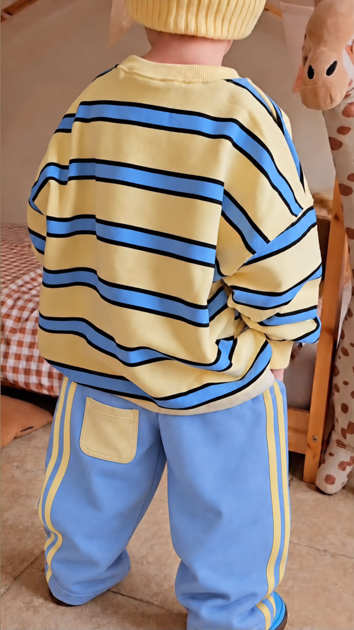 Çizgili Bebek Mavisi Sarı Eşofman Takım - Görsel 2