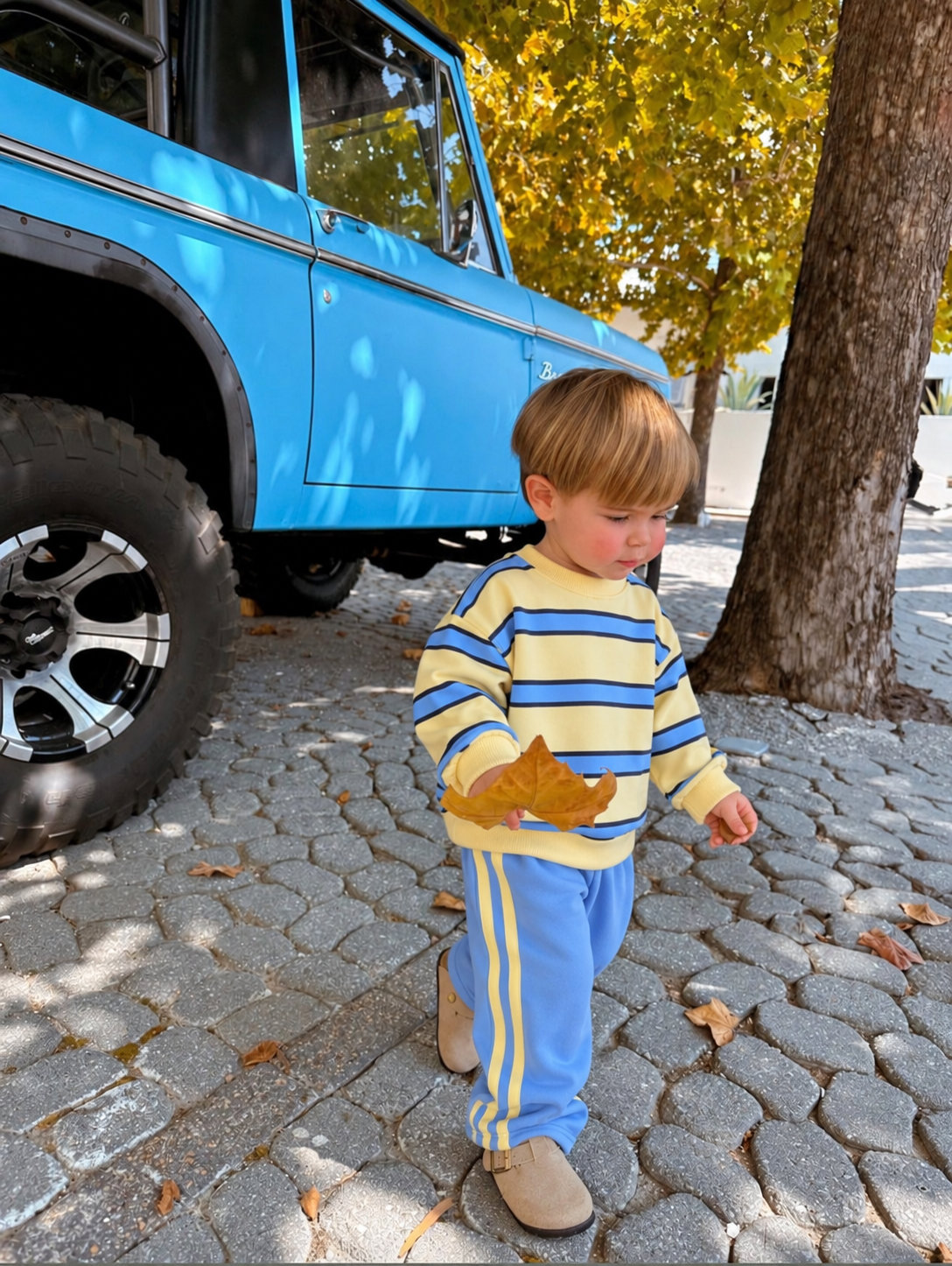 Çizgili Bebek Mavisi Sarı Eşofman Takım - Görsel 3