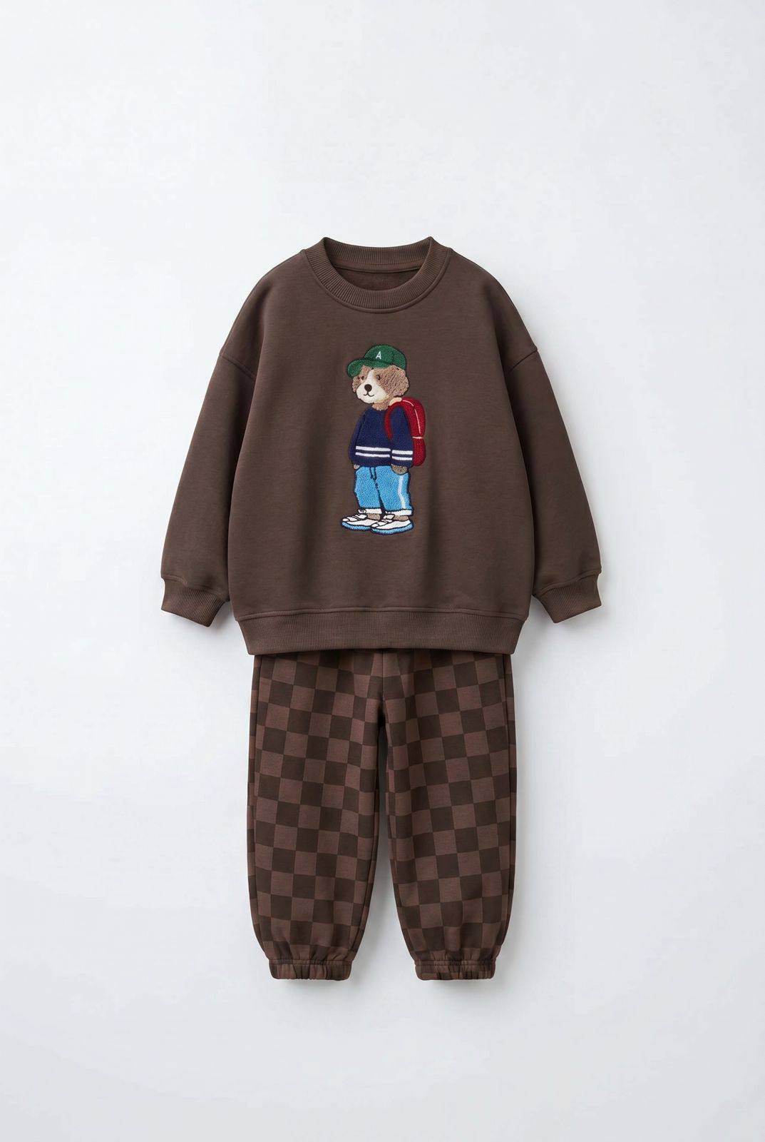 Bear Acı Kahve Damalı Pantolonlu Takım