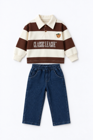 Classic League Polo Yakalı Kot Pantolonlu Takım