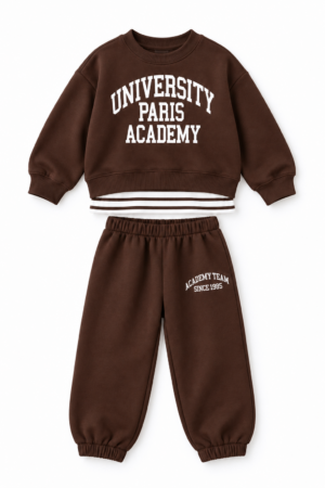 Alternative view of Paris Academy Tshirt Detaylı Eşofman Takımı (Kahve)