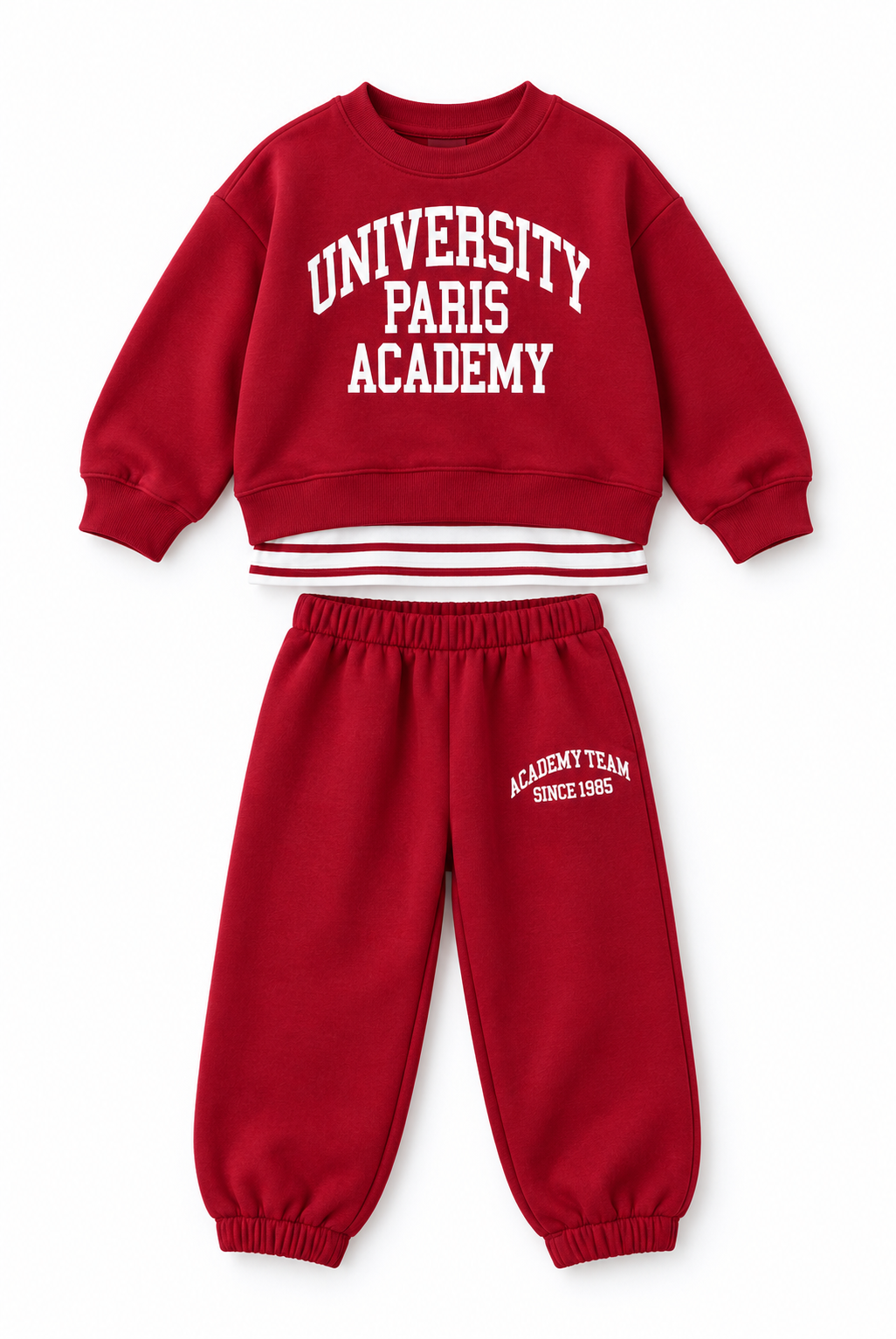 Paris Academy Tshirt Detaylı Eşofman Takımı (Kırmızı) - Görsel 2