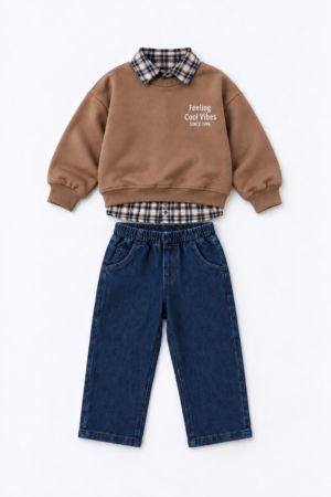Cool Vibes Gömlek Yakalı Kot Pantolonlu Takım (2-10 Yaş)