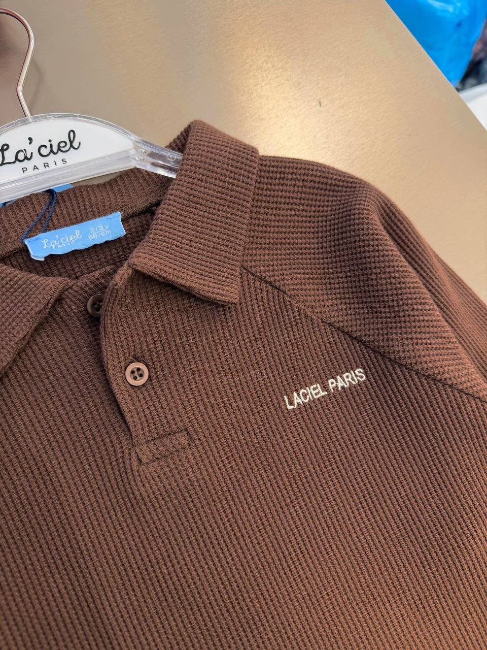 La’ciel Paris Polo Yaka Gofre Sweat (Kahve) - Görsel 2